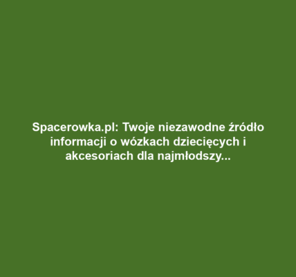 Spacerowka.pl: Twoje niezawodne źródło informacji o wózkach dziecięcych i akcesoriach dla najmłodszych