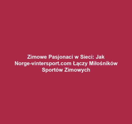 Zimowe Pasjonaci w Sieci: Jak Norge-vintersport.com Łączy Miłośników Sportów Zimowych