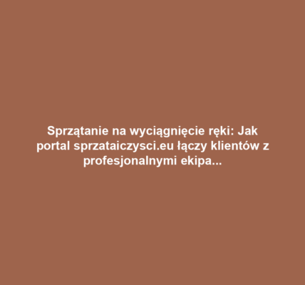 Sprzątanie na wyciągnięcie ręki: Jak portal sprzataiczysci.eu łączy klientów z profesjonalnymi ekipami sprzątającymi