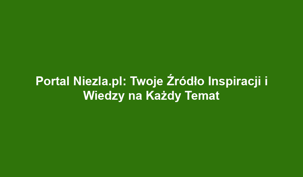 Portal Niezla.pl: Twoje Źródło Inspiracji i Wiedzy na Każdy Temat