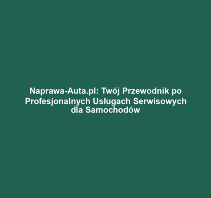 Naprawa-Auta.pl: Twój Przewodnik po Profesjonalnych Usługach Serwisowych dla Samochodów