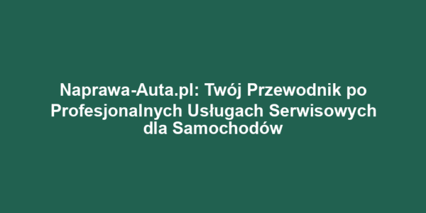 Naprawa-Auta.pl: Twój Przewodnik po Profesjonalnych Usługach Serwisowych dla Samochodów