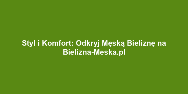 Styl i Komfort: Odkryj Męską Bieliznę na Bielizna-Meska.pl