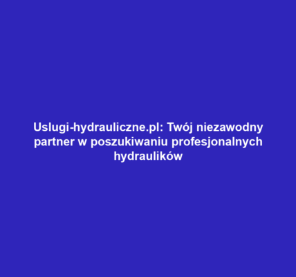 Uslugi-hydrauliczne.pl: Twój niezawodny partner w poszukiwaniu profesjonalnych hydraulików