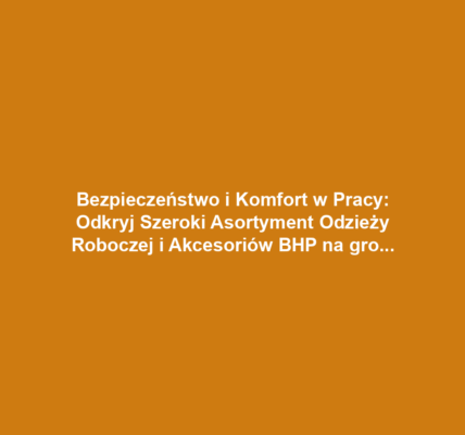 Bezpieczeństwo i Komfort w Pracy: Odkryj Szeroki Asortyment Odzieży Roboczej i Akcesoriów BHP na gross-grosser.de