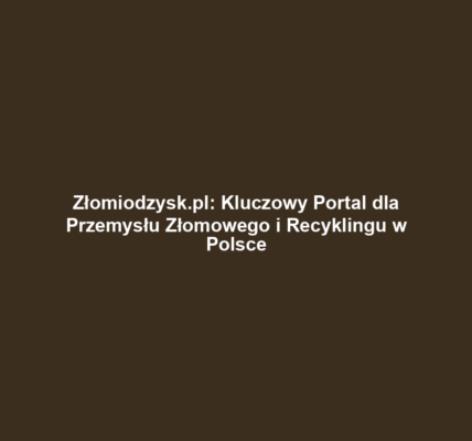 Złomiodzysk.pl: Kluczowy Portal dla Przemysłu Złomowego i Recyklingu w Polsce