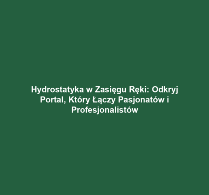 Hydrostatyka w Zasięgu Ręki: Odkryj Portal, Który Łączy Pasjonatów i Profesjonalistów