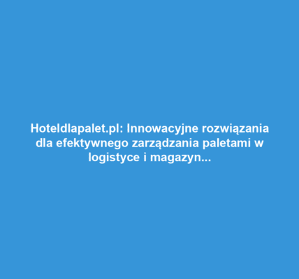 Hoteldlapalet.pl: Innowacyjne rozwiązania dla efektywnego zarządzania paletami w logistyce i magazynowaniu