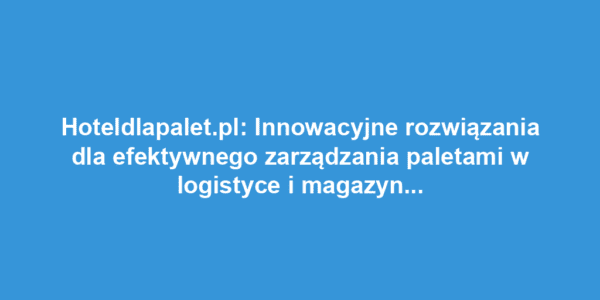 Hoteldlapalet.pl: Innowacyjne rozwiązania dla efektywnego zarządzania paletami w logistyce i magazynowaniu