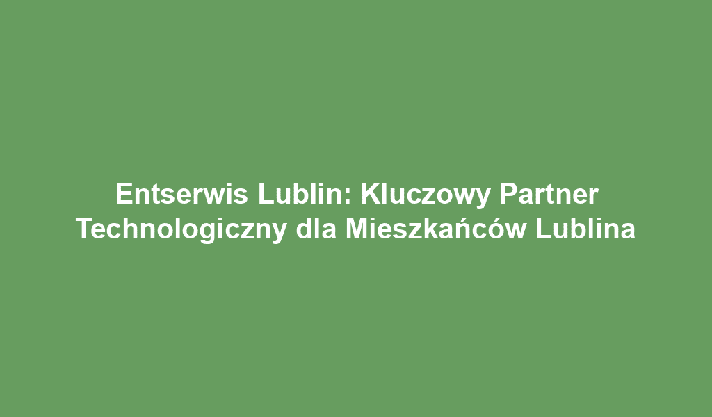 Entserwis Lublin: Kluczowy Partner Technologiczny dla Mieszkańców Lublina