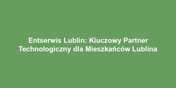 Entserwis Lublin: Kluczowy Partner Technologiczny dla Mieszkańców Lublina